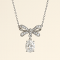 Oval Crystal Bow Necklace - PEACORA