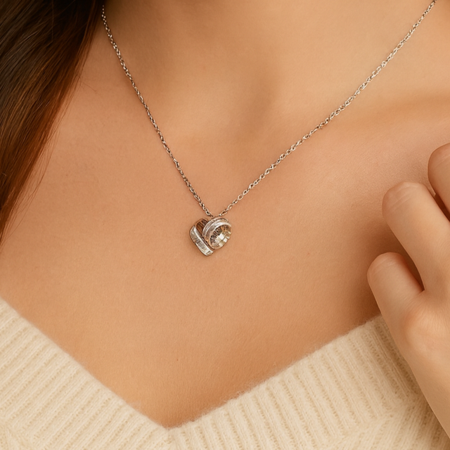 Crystal Heart Pendant Necklace - PEACORA