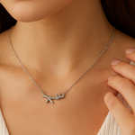Load image into Gallery viewer, Silver Bamboo-Inspired Pendant Necklace - PEACORA
