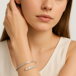 Lustrous Charm Open Elegance Statement Bangle - PEACORA