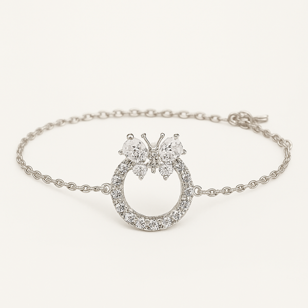 Crystal Butterfly Sterling Silver S925 Bracelet - PEACORA
