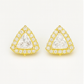 Gold Triangular Halo Stud Earrings - PEACORA