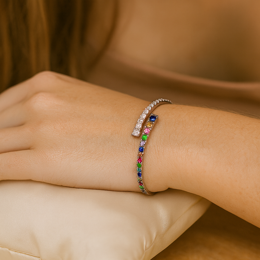 Radiant Harmony Sterling Silver Bangle - PEACORA