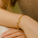 Load image into Gallery viewer, Golden Radiance 14K Plated Statement Bangle - PEACORA
