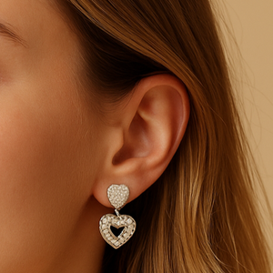 Radiant Love Double Heart Earrings - PEACORA