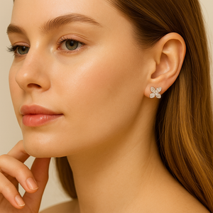 Crystal Blossom Pavé Stud Earrings - PEACORA