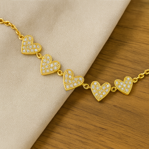 Cascading Hearts Gold Vermeil Bracelet - PEACORA