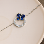 Load image into Gallery viewer, Blue Crystal Butterfly Bracelet - PEACORA
