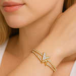 Load image into Gallery viewer, Stacked V Golden Sparkle Bangle - PEACORA

