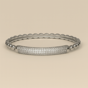 Silver Glow Beaded Bangle - PEACORA