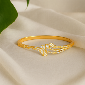 Radiant Waves Golden Bangle - PEACORA