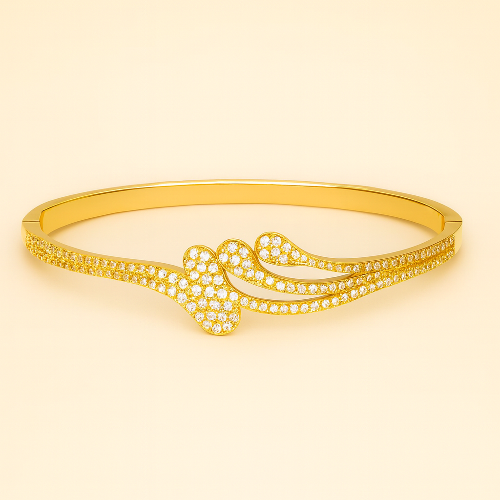 Radiant Waves Golden Bangle - PEACORA