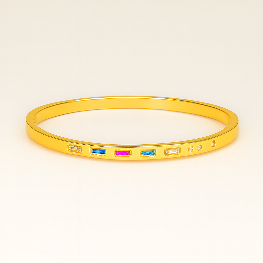 Elegant Golden Radiance Sparkle Bangle - PEACORA