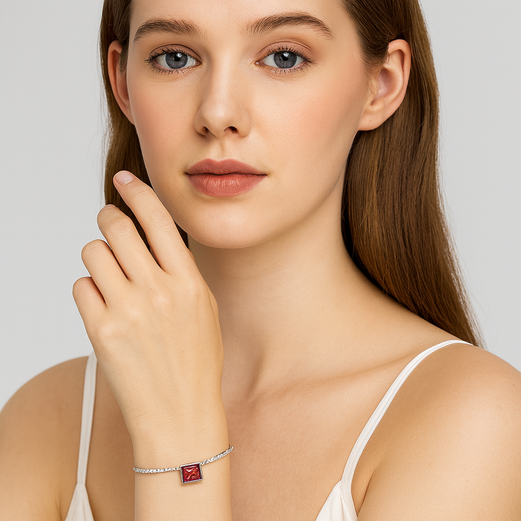 Radiant Red Tennis Anklet - PEACORA