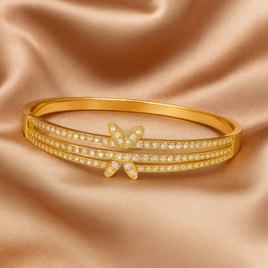 Double Butterfly Golden Bangle - PEACORA