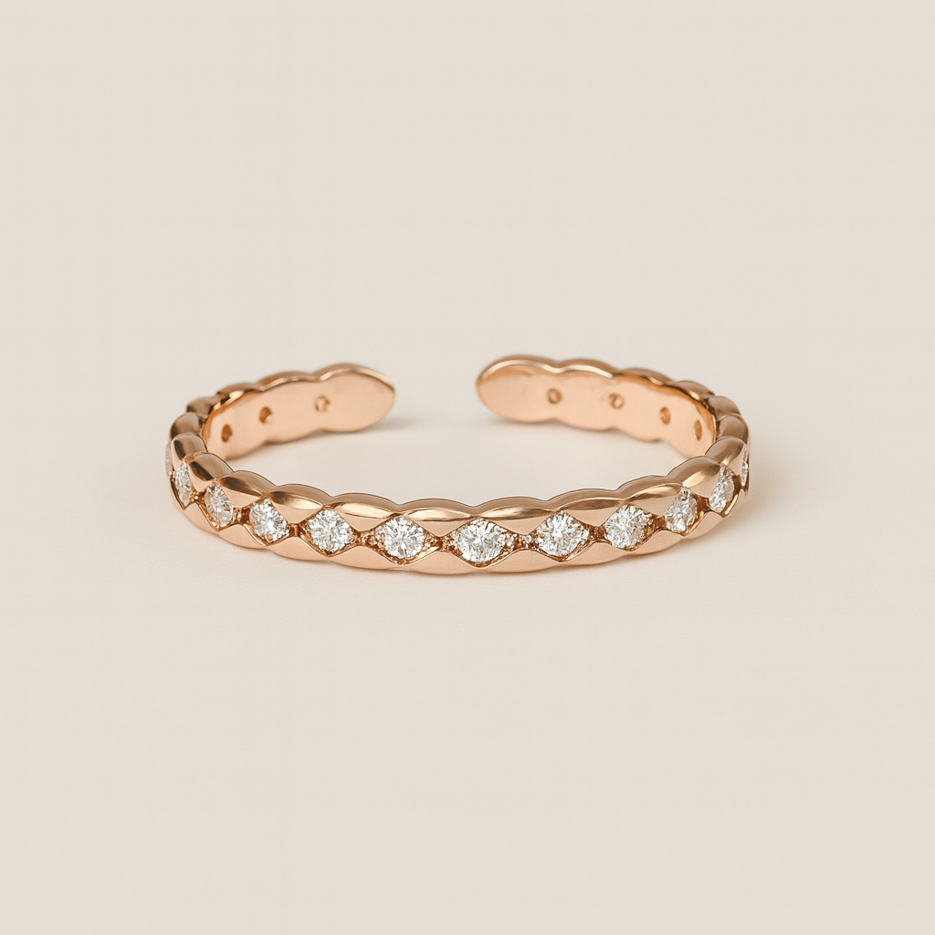 Rose Gold Tone Adjustable Eternity Ring - PEACORA