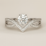 Load image into Gallery viewer, V-Shaped Solitaire Moissanite Ring - PEACORA
