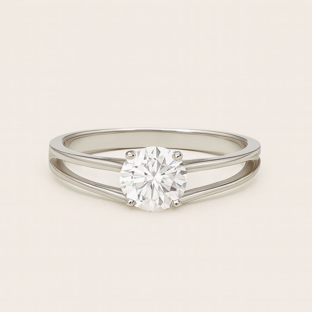 Classic Floating Solitaire Split Band Ring - PEACORA