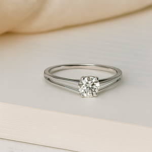 Classic Floating Solitaire Split Band Ring - PEACORA