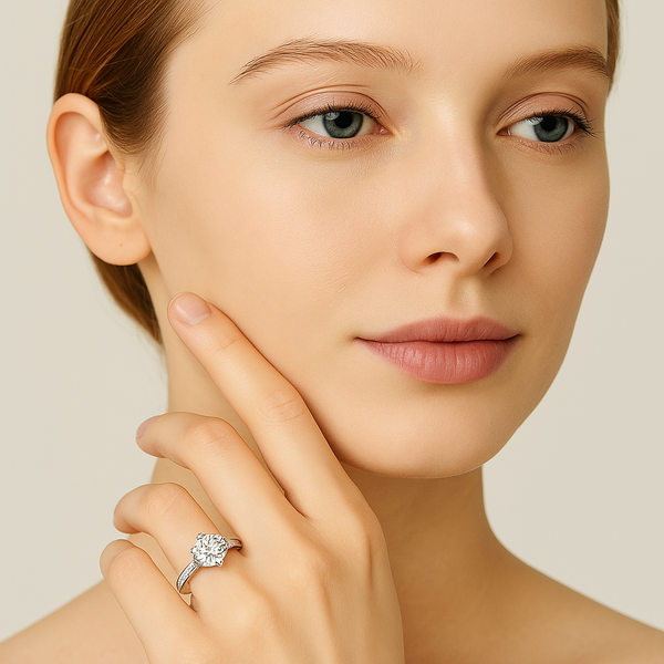 Solitaire V-Cut Moissanite Ring