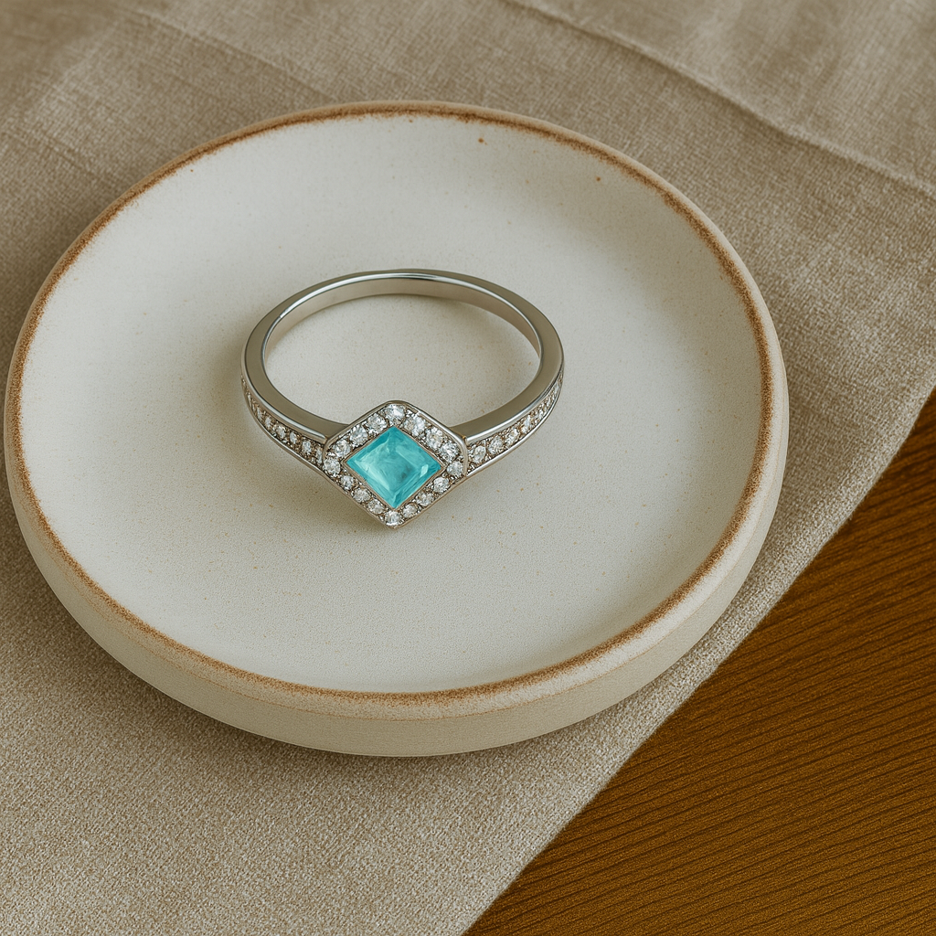 Aquamarine Princess Cut Ring - PEACORA