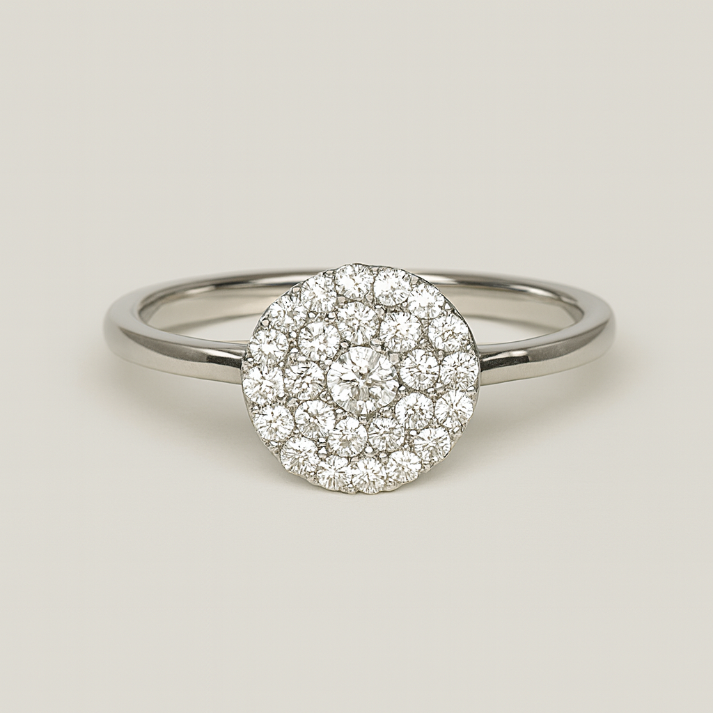 Elegant Halo Cluster Ring - PEACORA