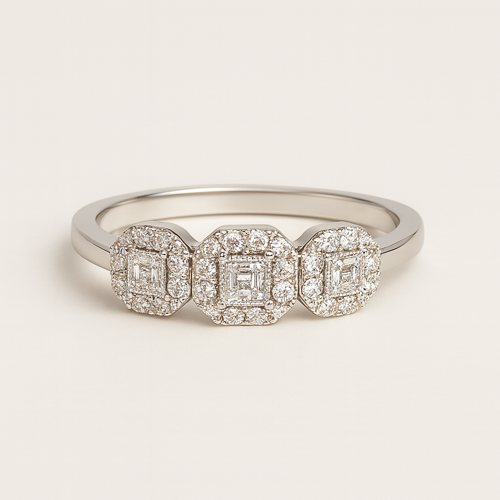 Triple Halo Vintage Ring - PEACORA