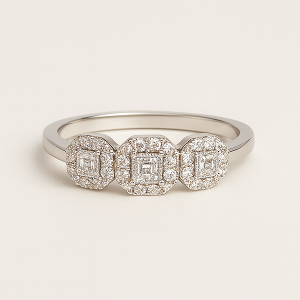 Triple Halo Vintage Ring - PEACORA