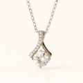 Silver Moissanite Wave Pendant Necklace - PEACORA