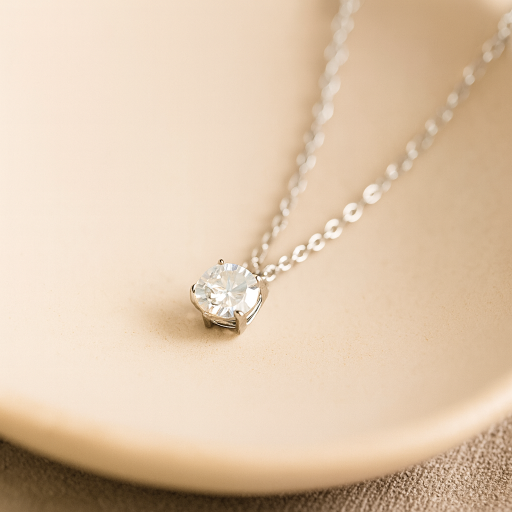 Classic Solitaire Moissanite Pendant Necklace - PEACORA
