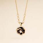 Load image into Gallery viewer, Rose Gold Black Rose Pendant Necklace - PEACORA
