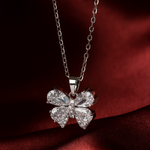 Load image into Gallery viewer, Silver Crystal Butterfly Pendant Necklace - PEACORA
