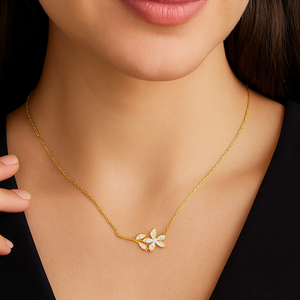 Golden Floral Branch Pendant Necklace - PEACORA