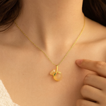 Load image into Gallery viewer, Golden Peach Gemstone Pendant Necklace - PEACORA
