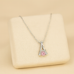 Load image into Gallery viewer, Eiffel Tower Pink Moissanite Necklace - PEACORA
