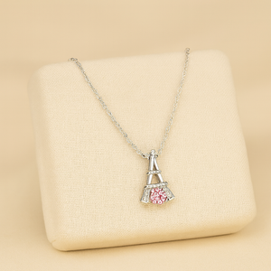 Eiffel Tower Pink Moissanite Necklace - PEACORA