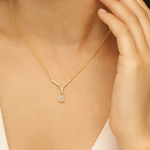 Load image into Gallery viewer, Golden Teardrop Crystal Pendant Necklace - PEACORA
