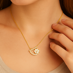 Load image into Gallery viewer, Golden Arc Floral Pendant Necklace - PEACORA
