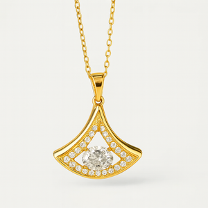 Modern Golden Triangle Crystal Pendant Necklace - PEACORA
