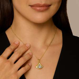 Modern Golden Triangle Crystal Pendant Necklace - PEACORA