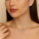 Load image into Gallery viewer, Silver Baguette Bamboo Crystal Pendant Necklace - PEACORA
