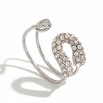 Load image into Gallery viewer, Crystal Horseshoe Open Ring SIlver
