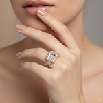 Load image into Gallery viewer, Crystal Horseshoe Open Ring – SIlver Finish Stainless Steel - PEACORA
