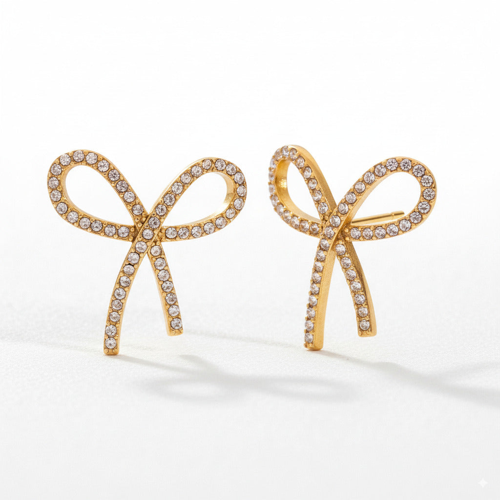 Crystal Bow Statement Earrings 