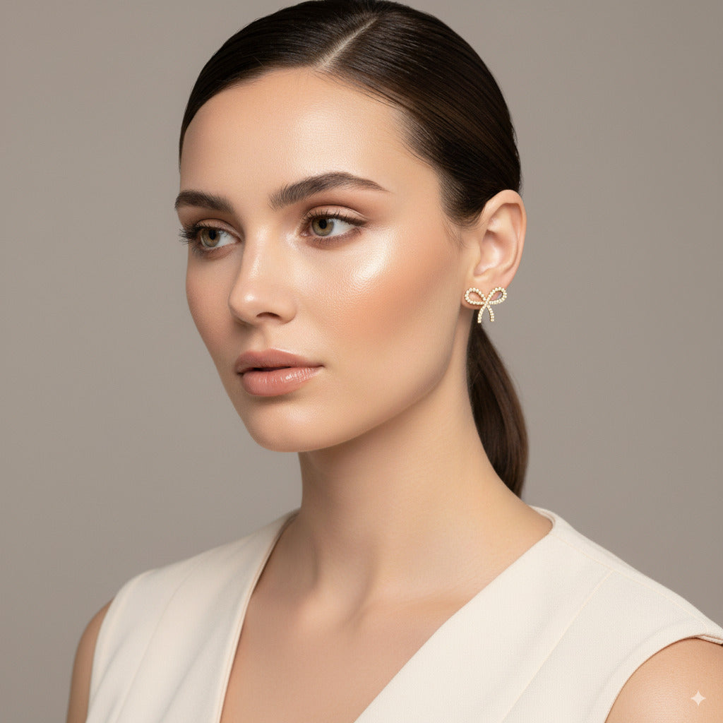 Crystal Bow Statement Earrings 