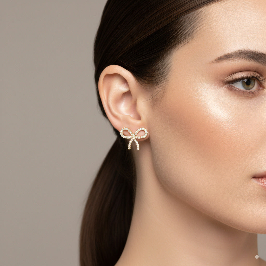Crystal Bow Statement Earrings 