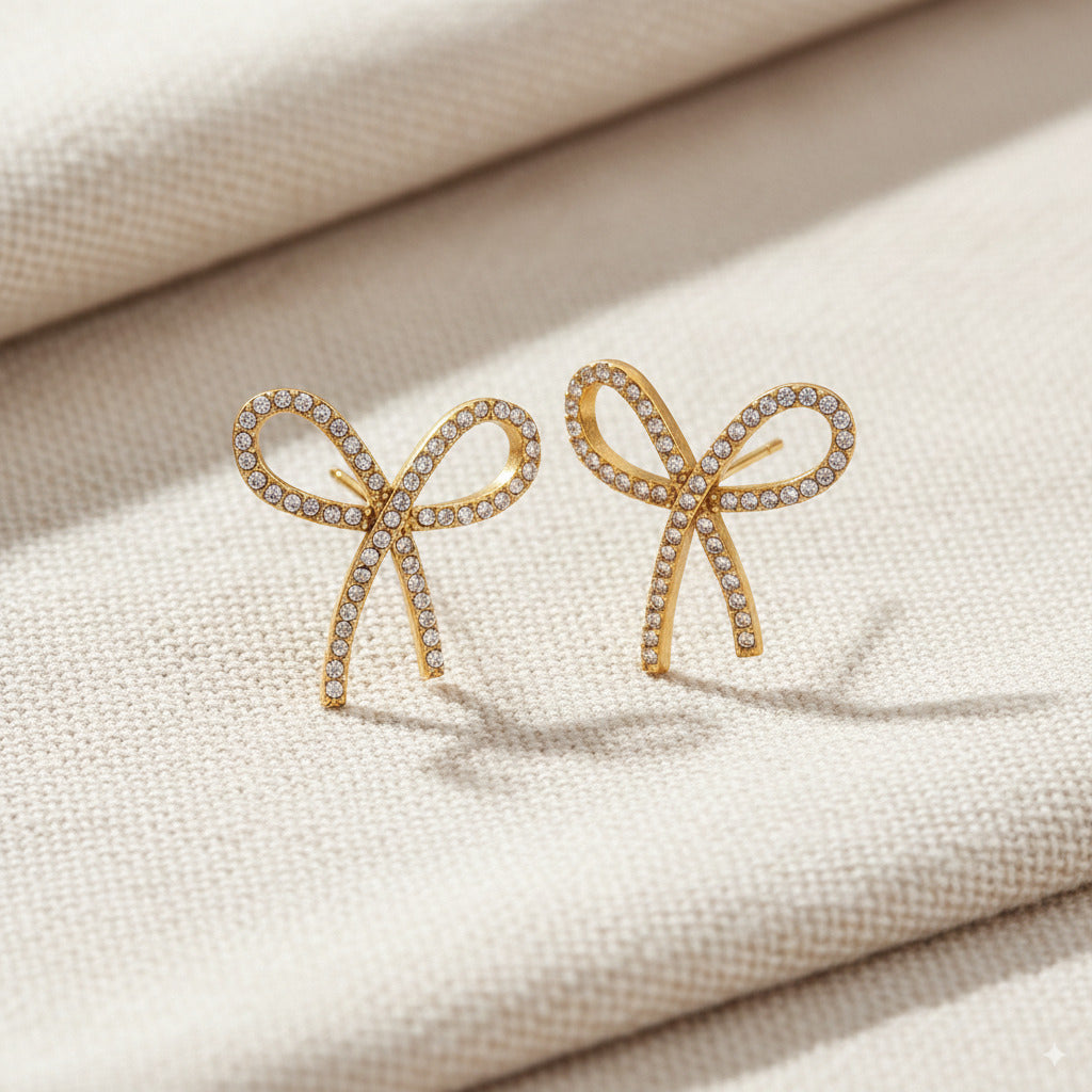 Crystal Bow Statement Earrings 