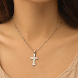 Crystal Cross Pendant Necklace - PEACORA