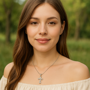 Crystal Cross Pendant Necklace - PEACORA