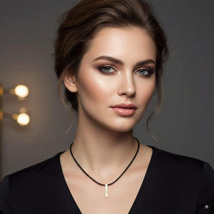 Custom Gold Engraved Bar Pendant Necklace 